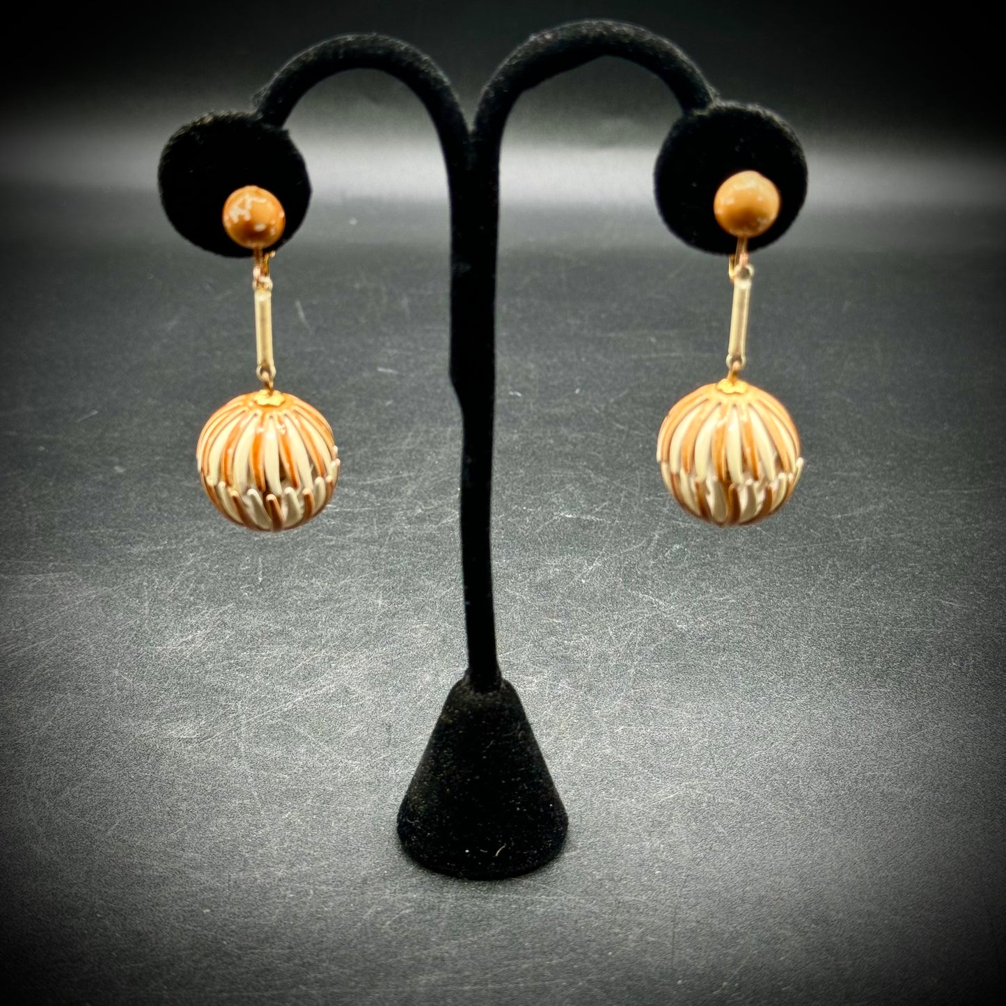 Vintage Enamel Dangle Ball Earrings