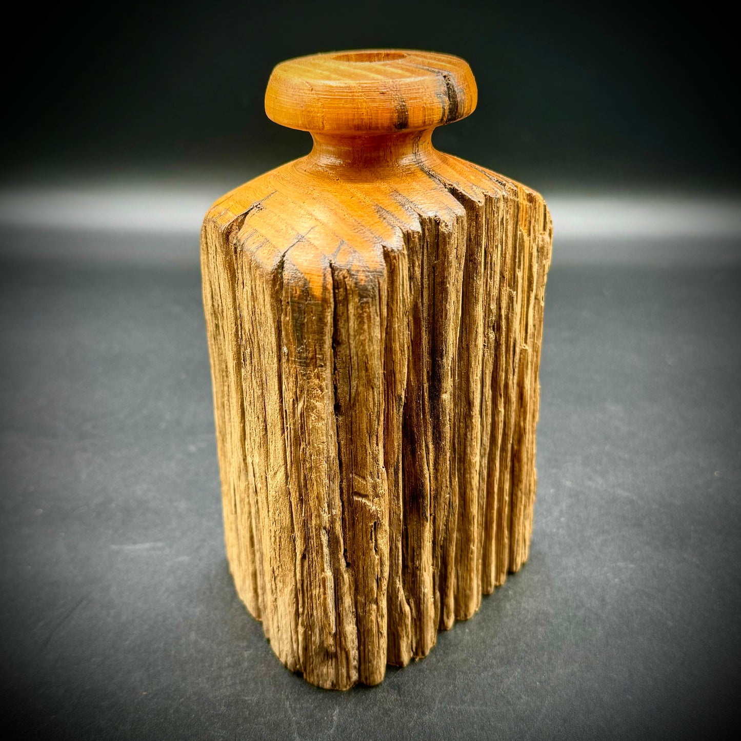 Vintage Studio Artisan Turned Wood  Live Edge Vase