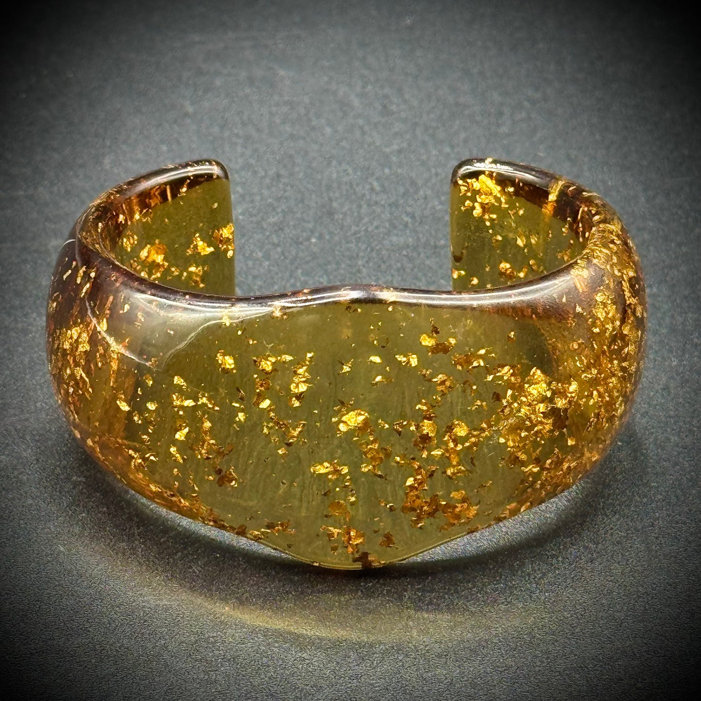 Vintage Speckled Lucite & Gold Fleck Open Cuff Bracelet