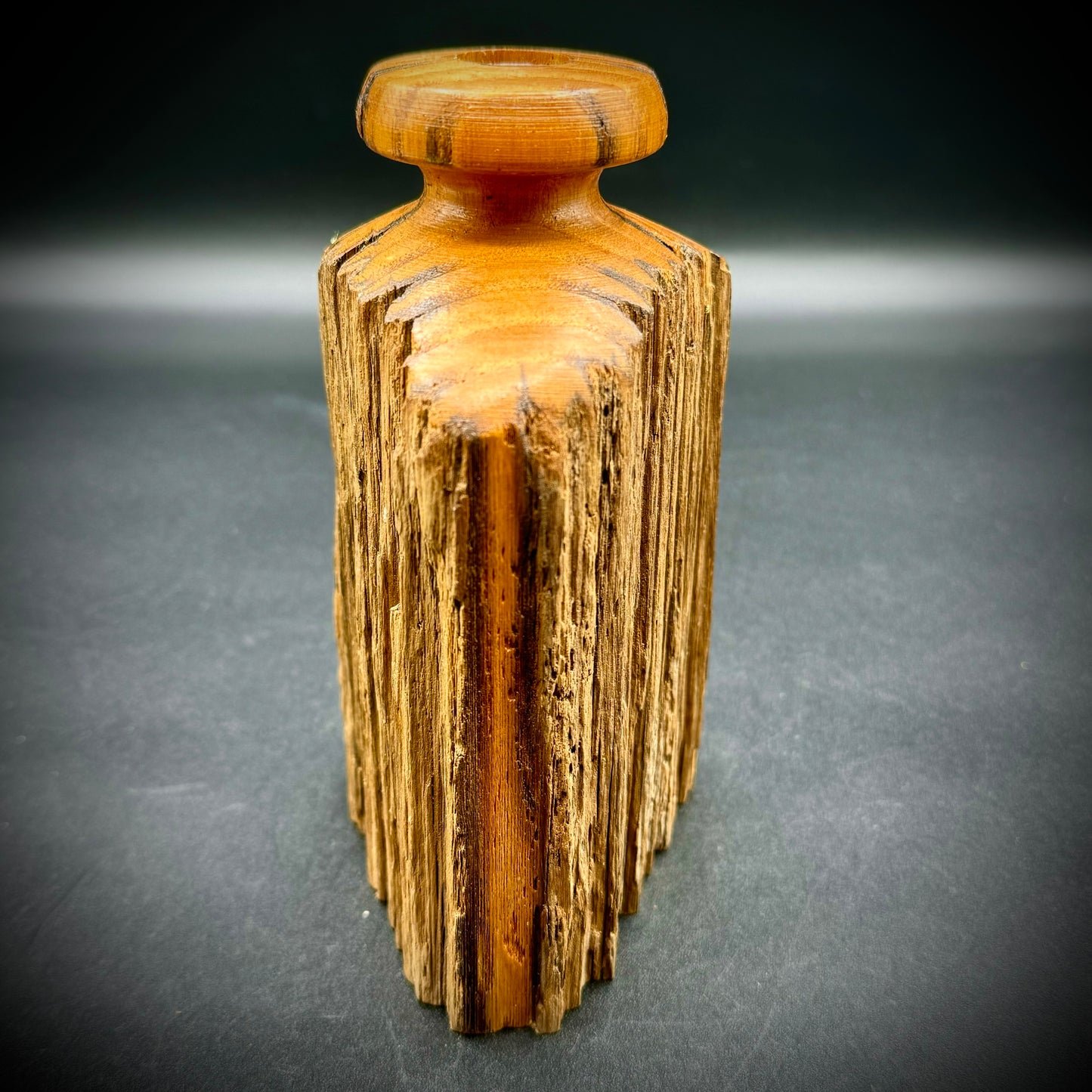 Vintage Studio Artisan Turned Wood  Live Edge Vase