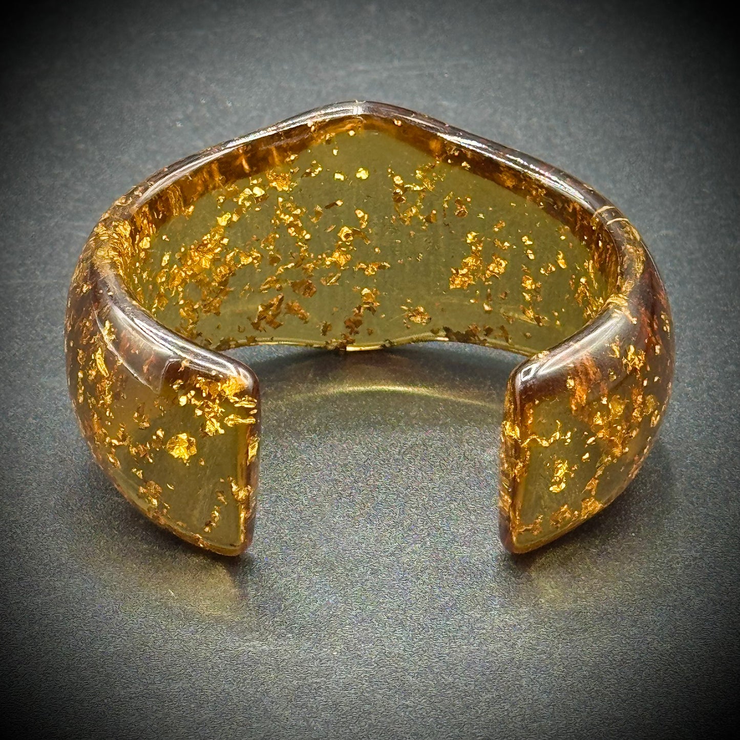 Vintage Speckled Lucite & Gold Fleck Open Cuff Bracelet