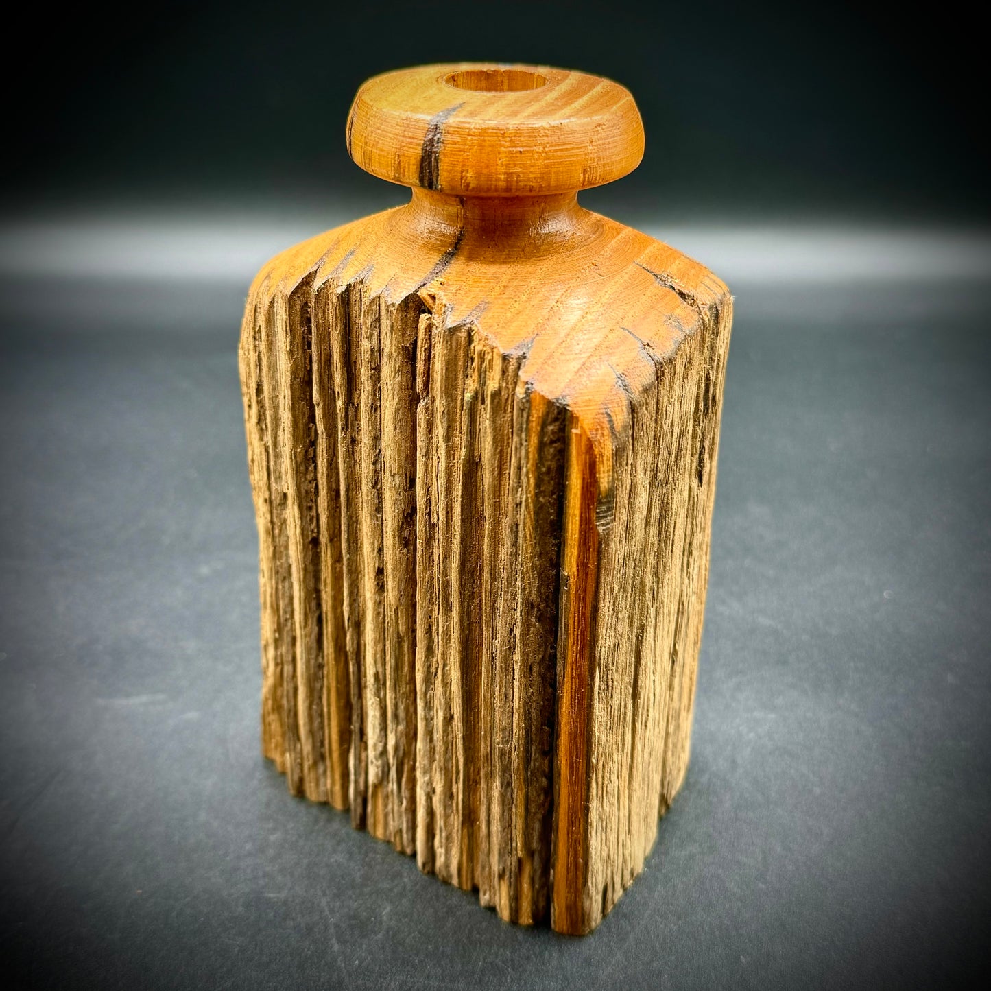 Vintage Studio Artisan Turned Wood  Live Edge Vase