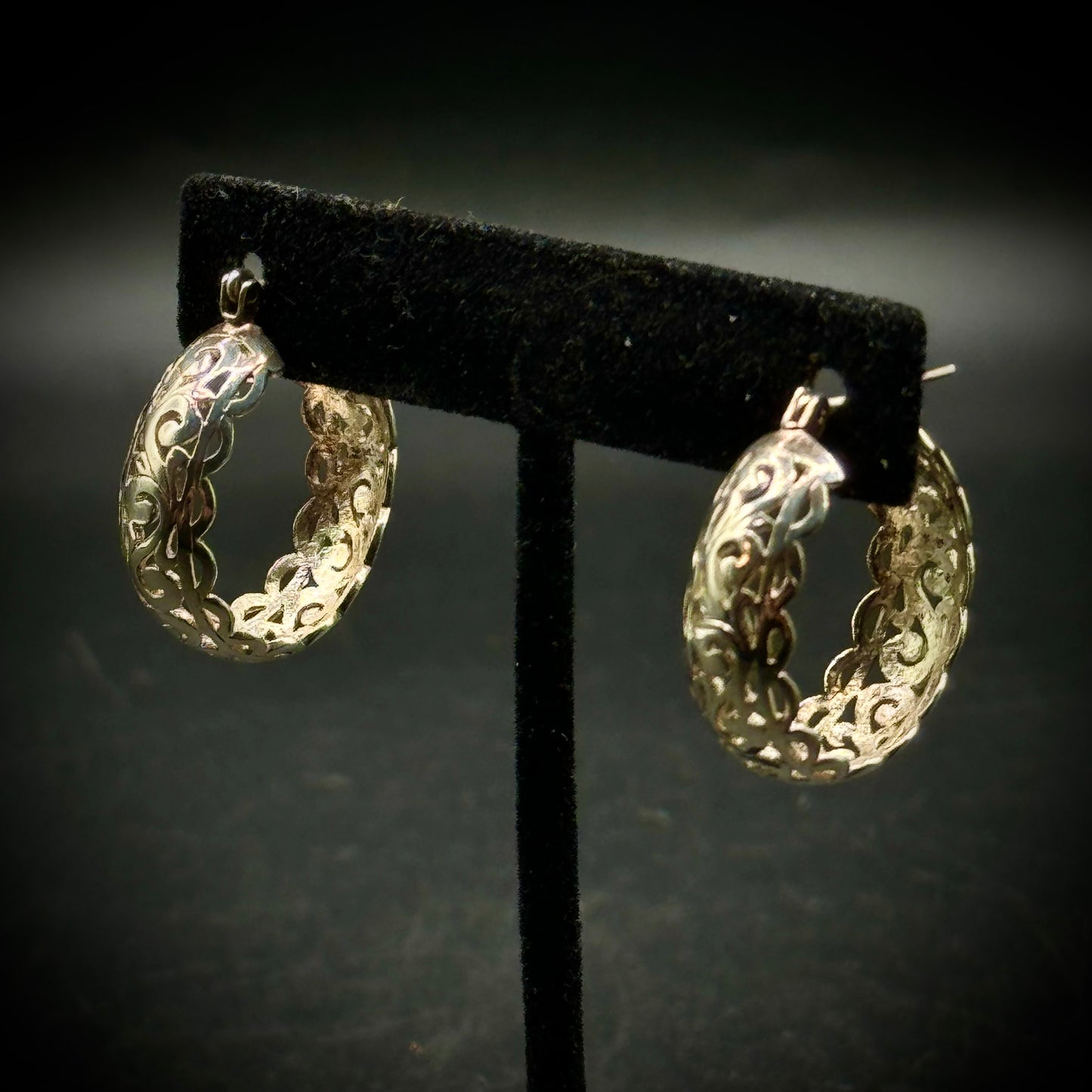 Sterling Silver Filigree Hoop Earrings