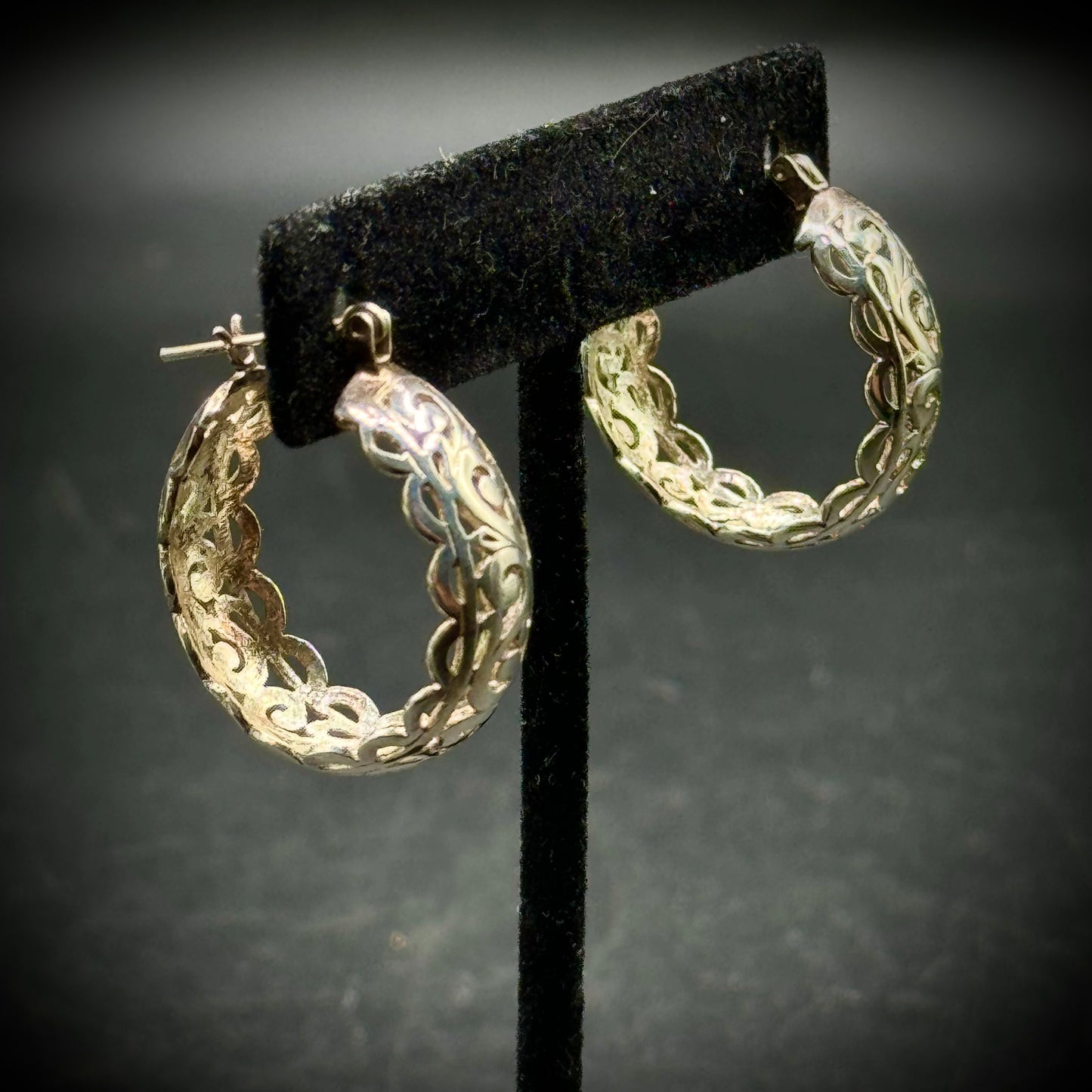 Sterling Silver Filigree Hoop Earrings