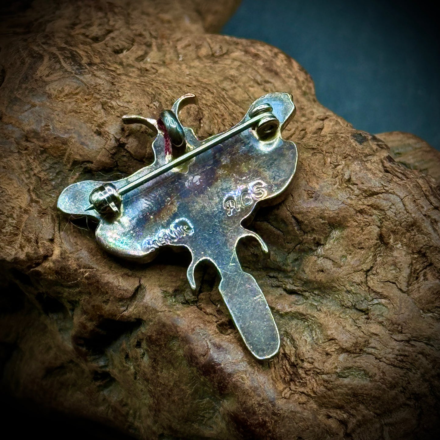 Sterling Silver Dragonfly Pin/Pendant with Turquoise, Onyx & Mother of Pearl