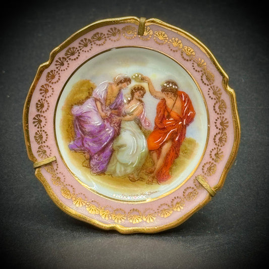 Antique Limoges French Porcelain Courting Couple Miniature Dish Artist Signed