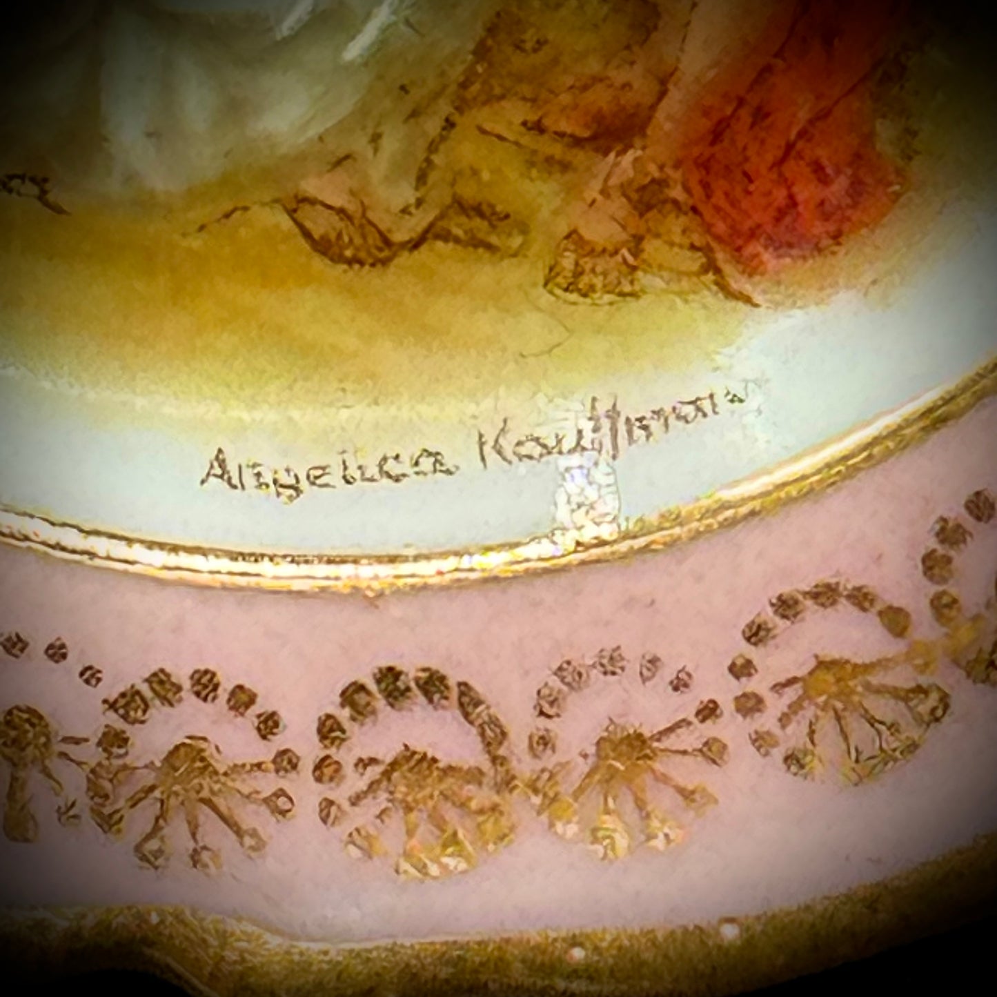 Antique Limoges French Porcelain Courting Couple Miniature Dish Artist Signed