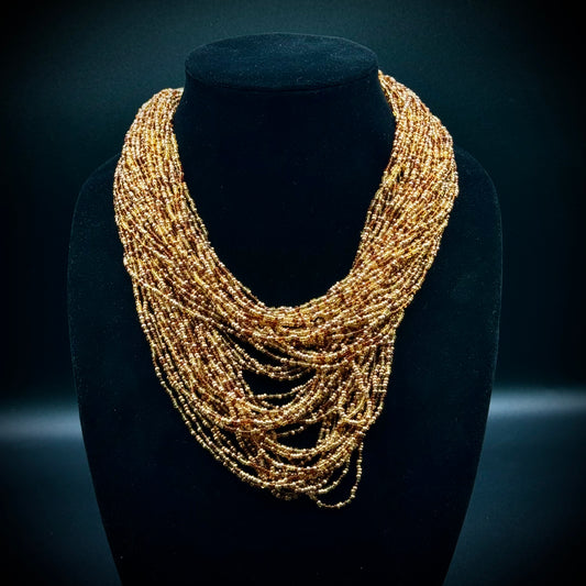 Joan Rivers Gold & Amber Brown Multi-Strand Torsad Style Necklace