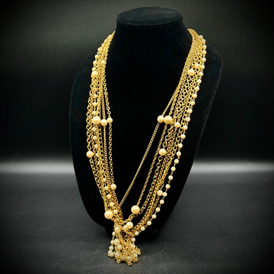 Vintage Joan Rivers 7-Strand Bead & Chain Necklace