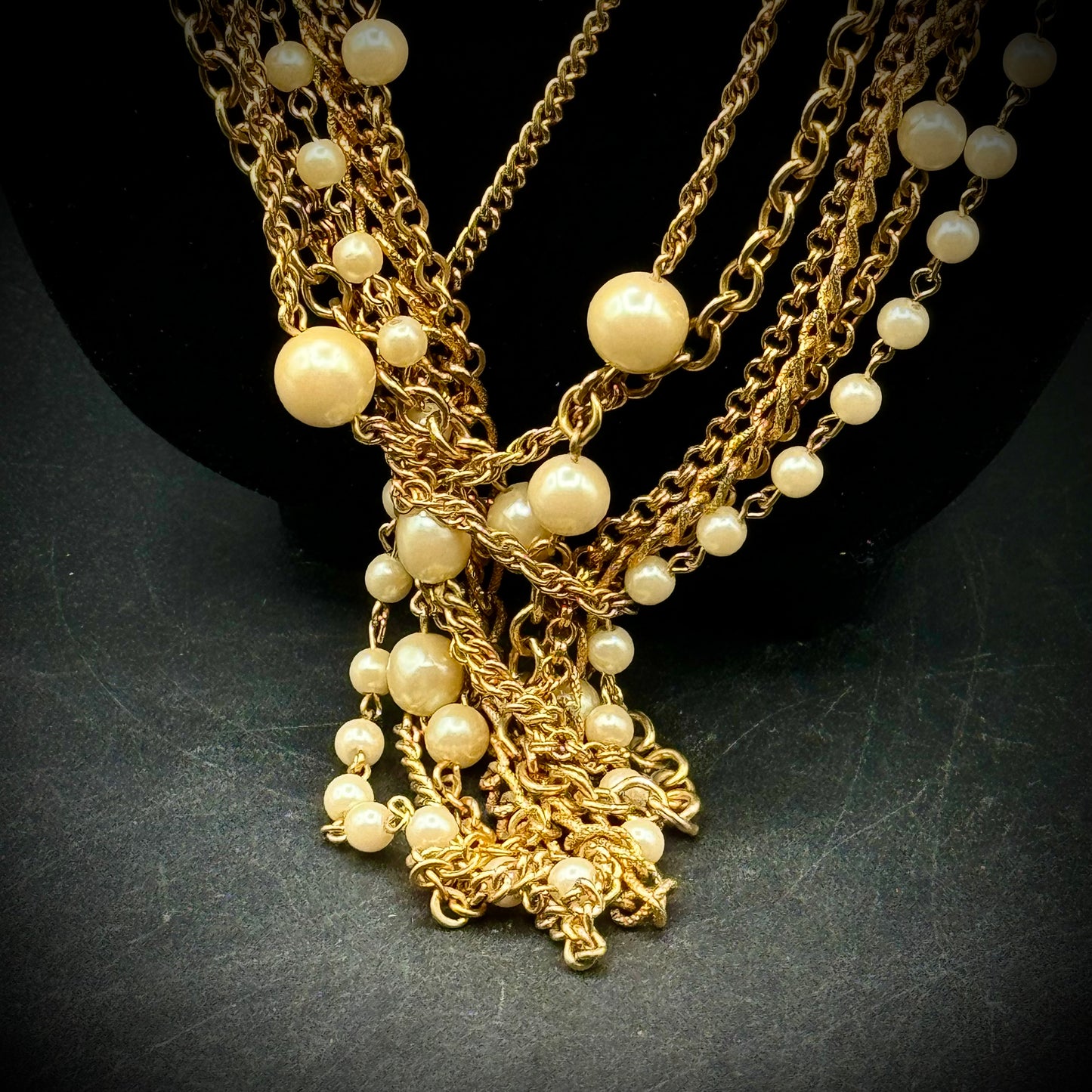 Vintage Joan Rivers 7-Strand Bead & Chain Necklace