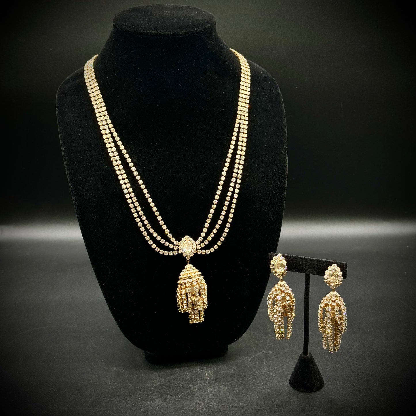 True Vintage Waterfall Chandelier Necklace & Earrings Set