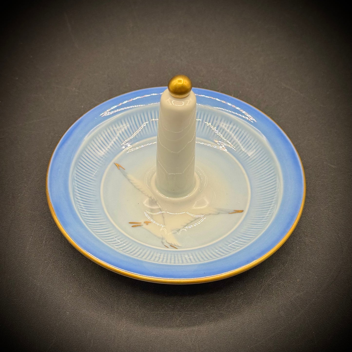 Vintage Copenhagen Bird Motif Porcelain Ring Dish