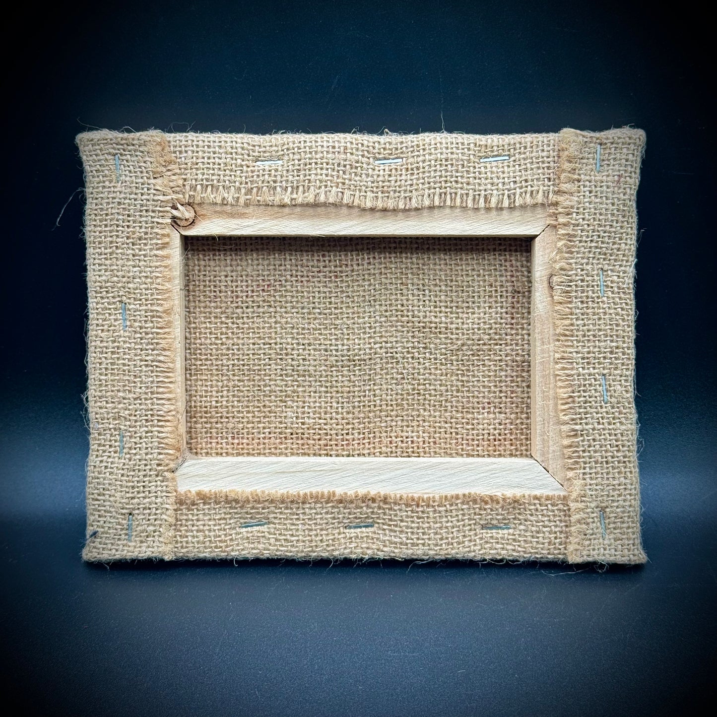 Hand Painted & Artist Signed Winter Scene Mounted on Burlap Frame