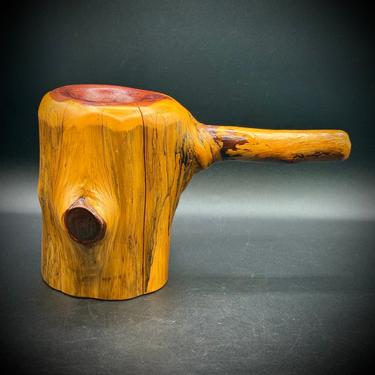 Artist Signed Wood Burl Handled Candle Holder