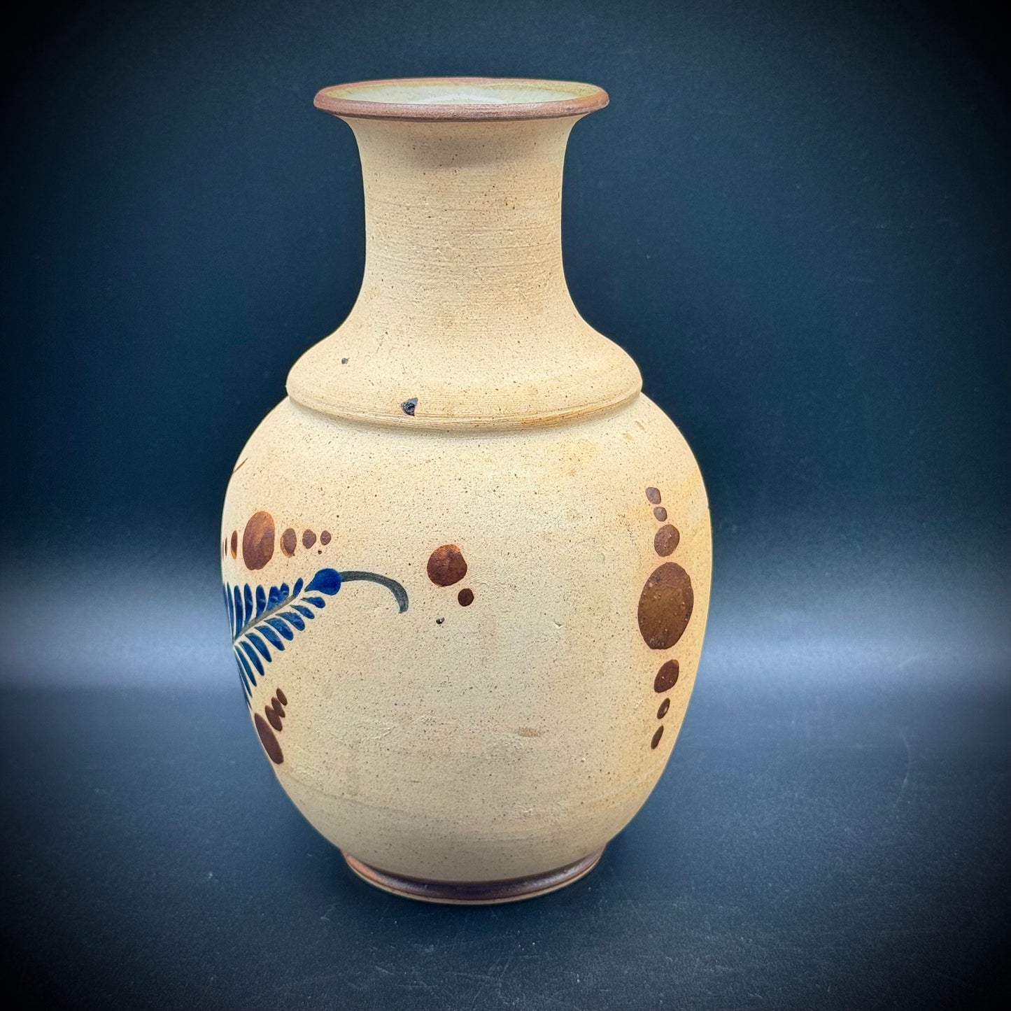 Signed Mexico Tonala Style Bird & Flower Motif Pottery Vase