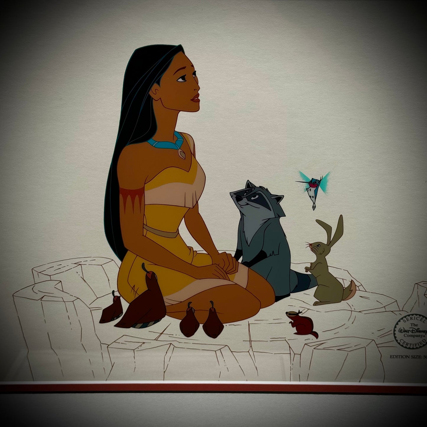 RARE Disney Original Sericel From "Pocahontas" Matted w/CoA