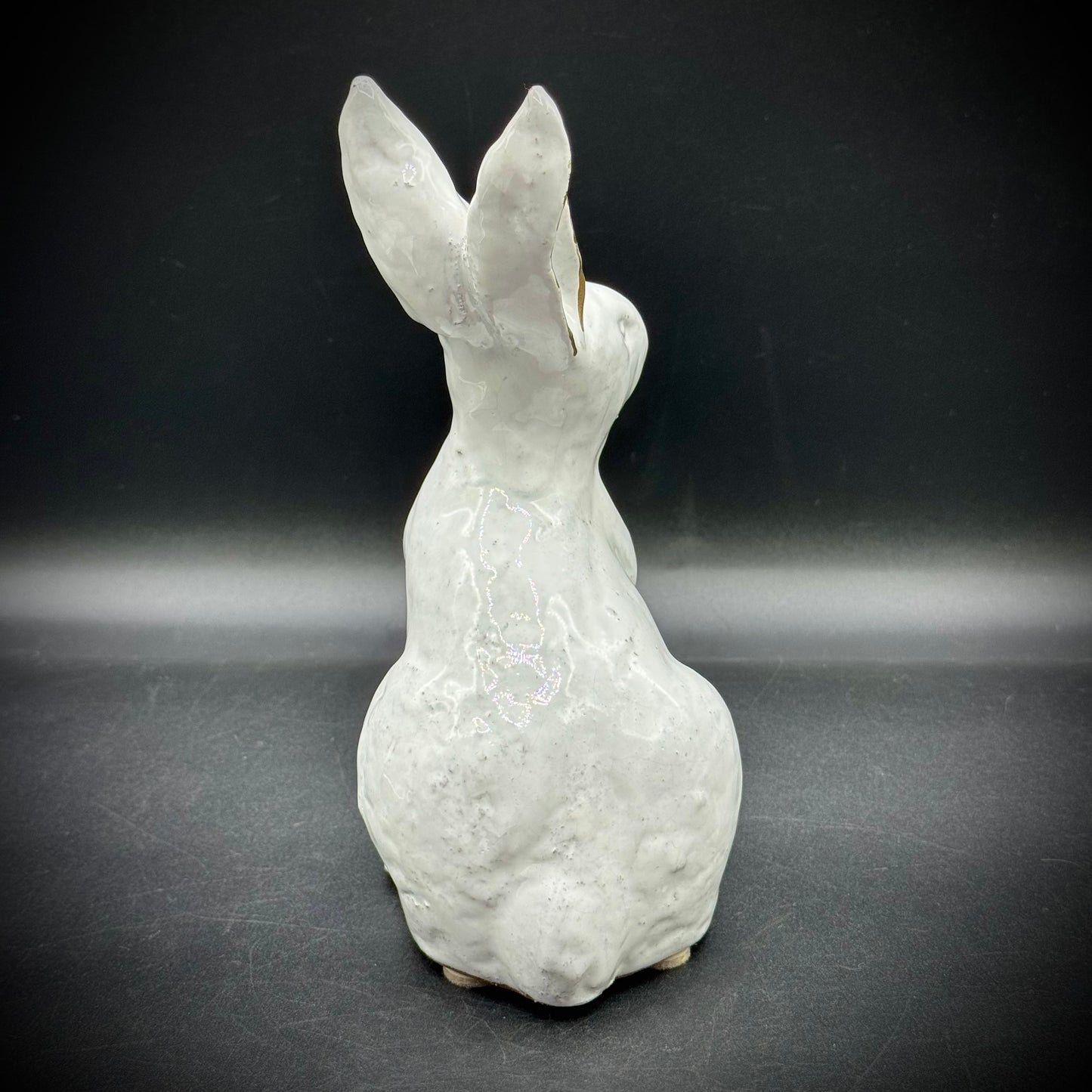 Hand Sculpted Mexican Ceramic Rabbit with Gold Accents