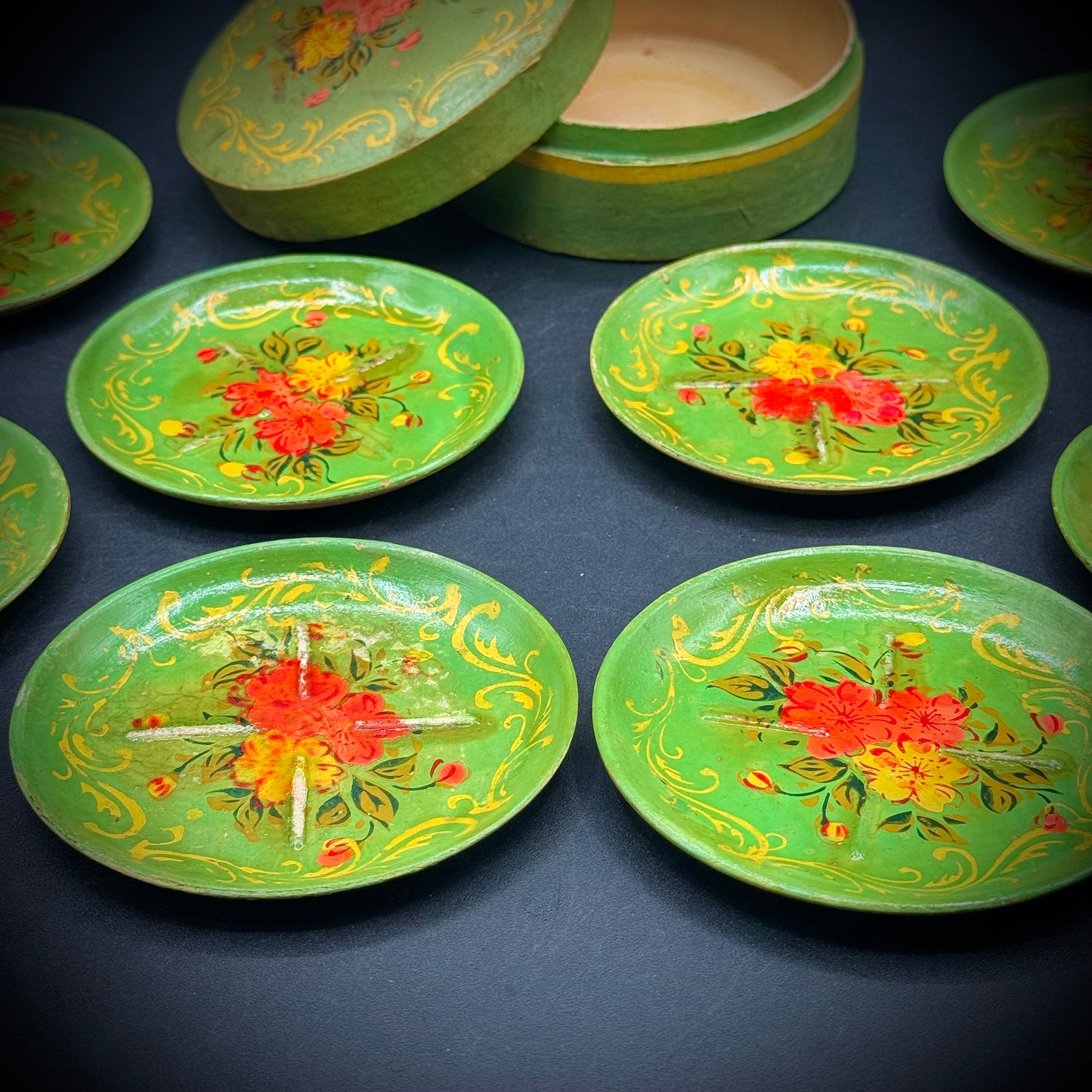 Vintage Japan Highmount Quality Coaster Set with Box