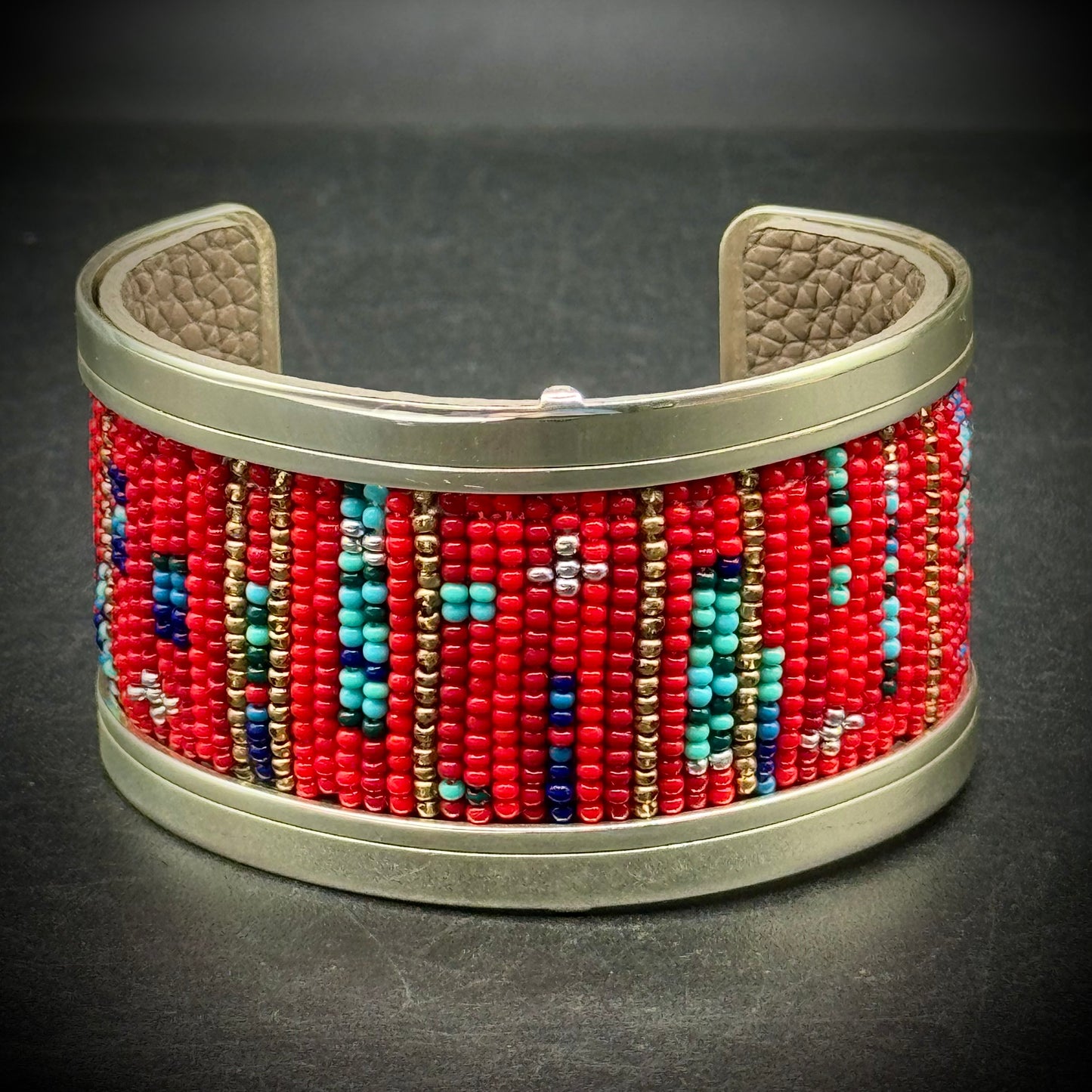 Brighton Southwest Motif Bead, Leather & Metal Cuff