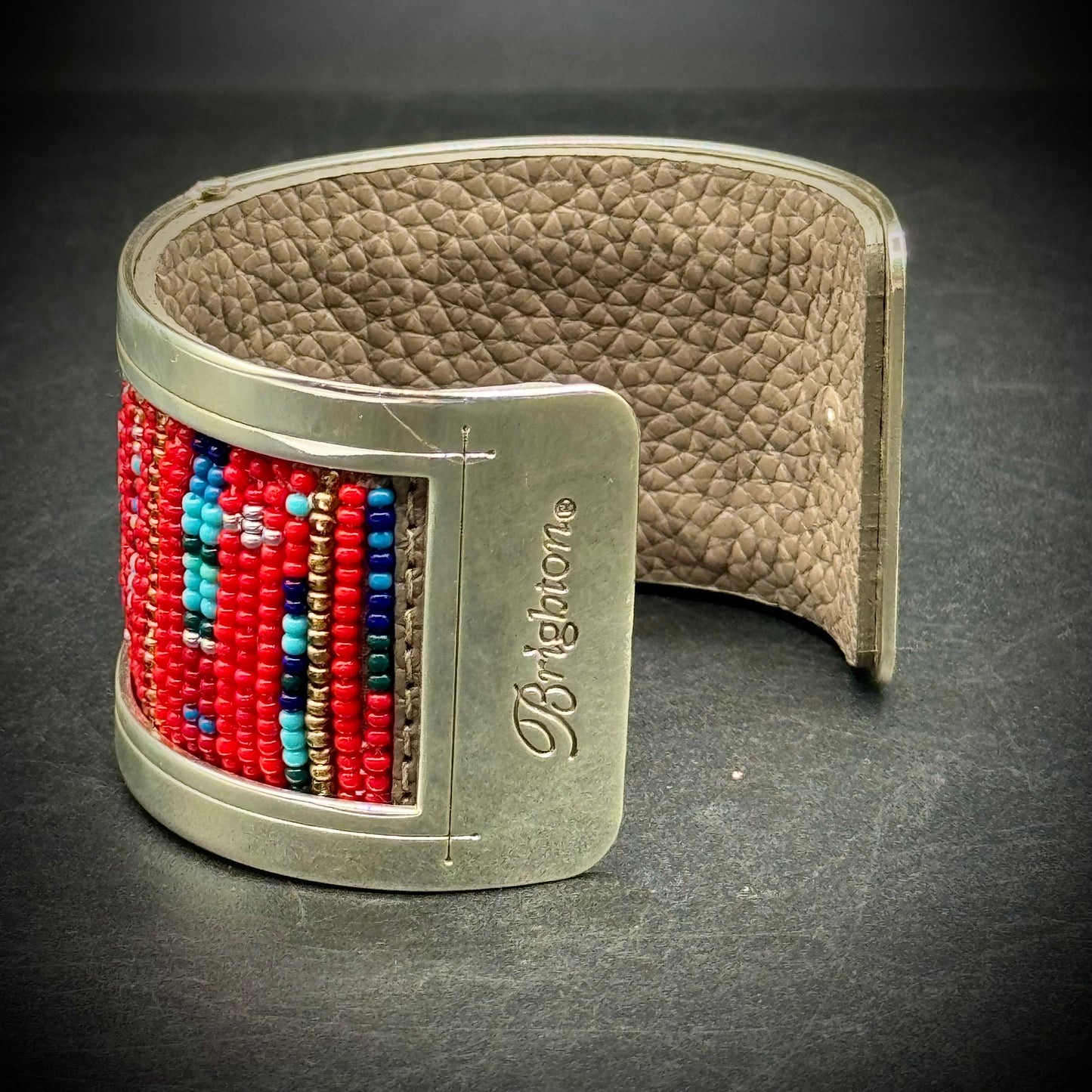 Brighton Southwest Motif Bead, Leather & Metal Cuff