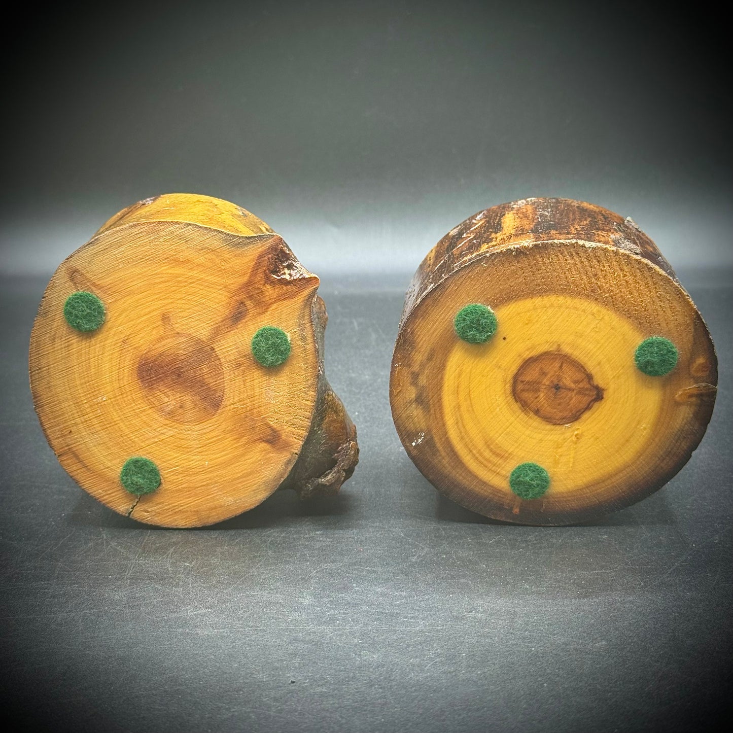 Pair of Natural Wood Burl Candle Holders