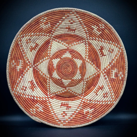 Apache Native American Woven Basket with Dog Motif