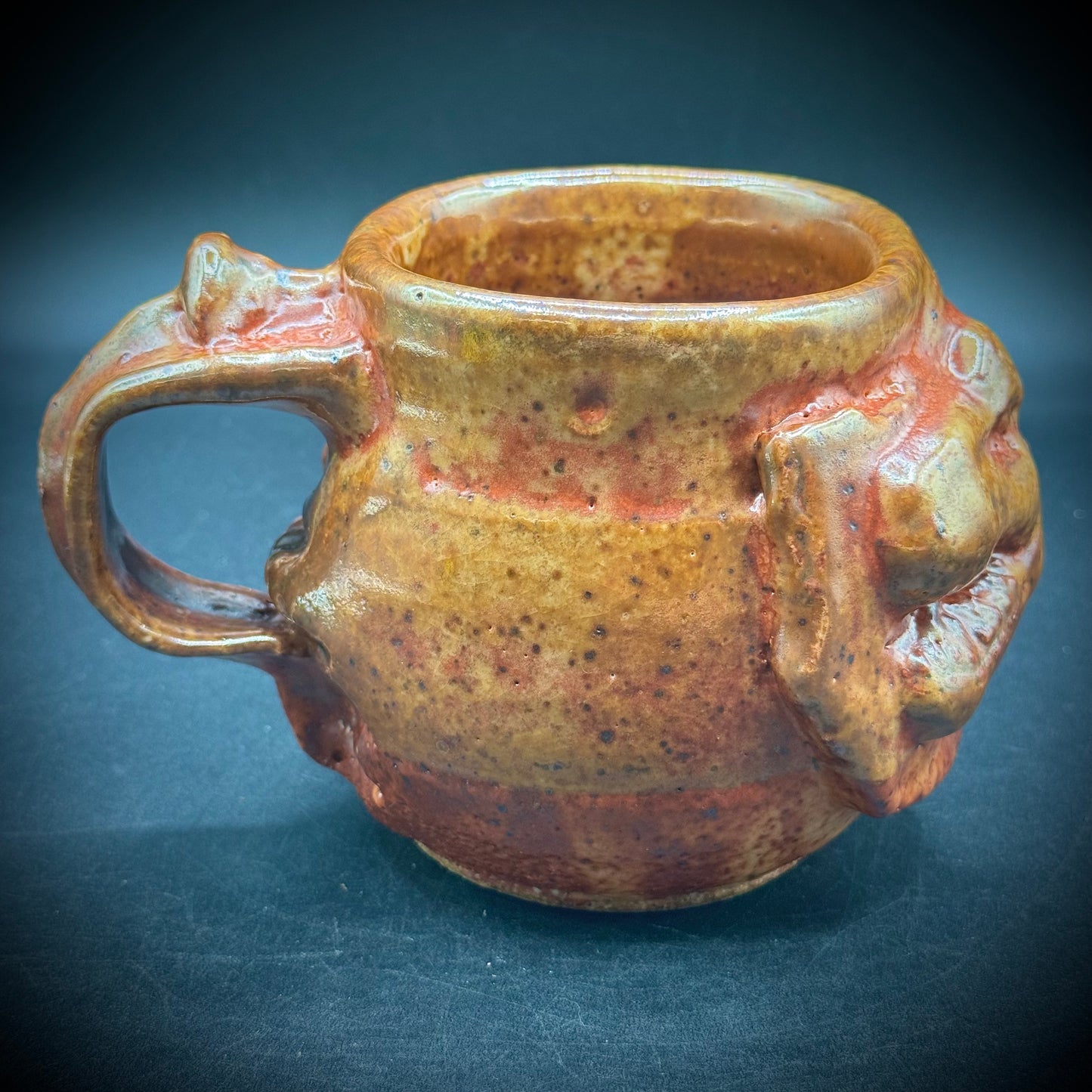 Ceramic Artist Signed Dinosaur Motif Mug