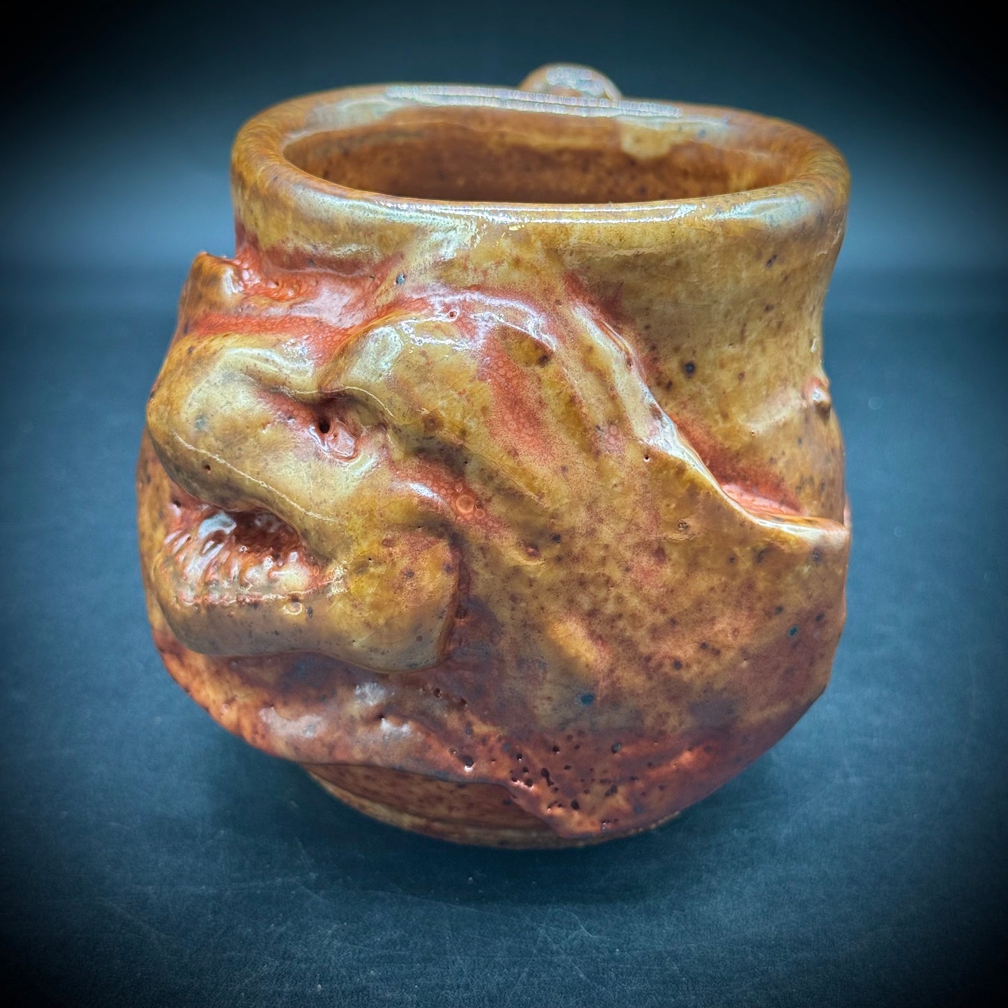 Ceramic Artist Signed Dinosaur Motif Mug