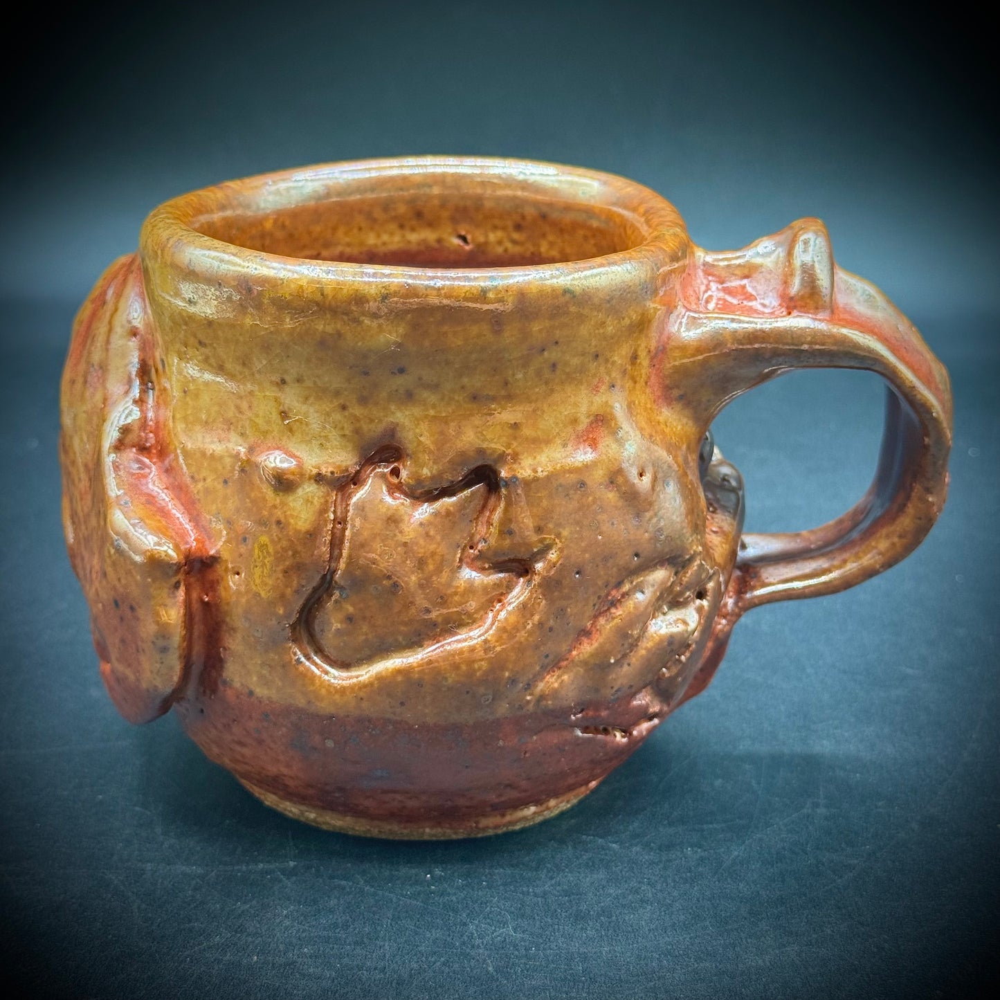 Ceramic Artist Signed Dinosaur Motif Mug