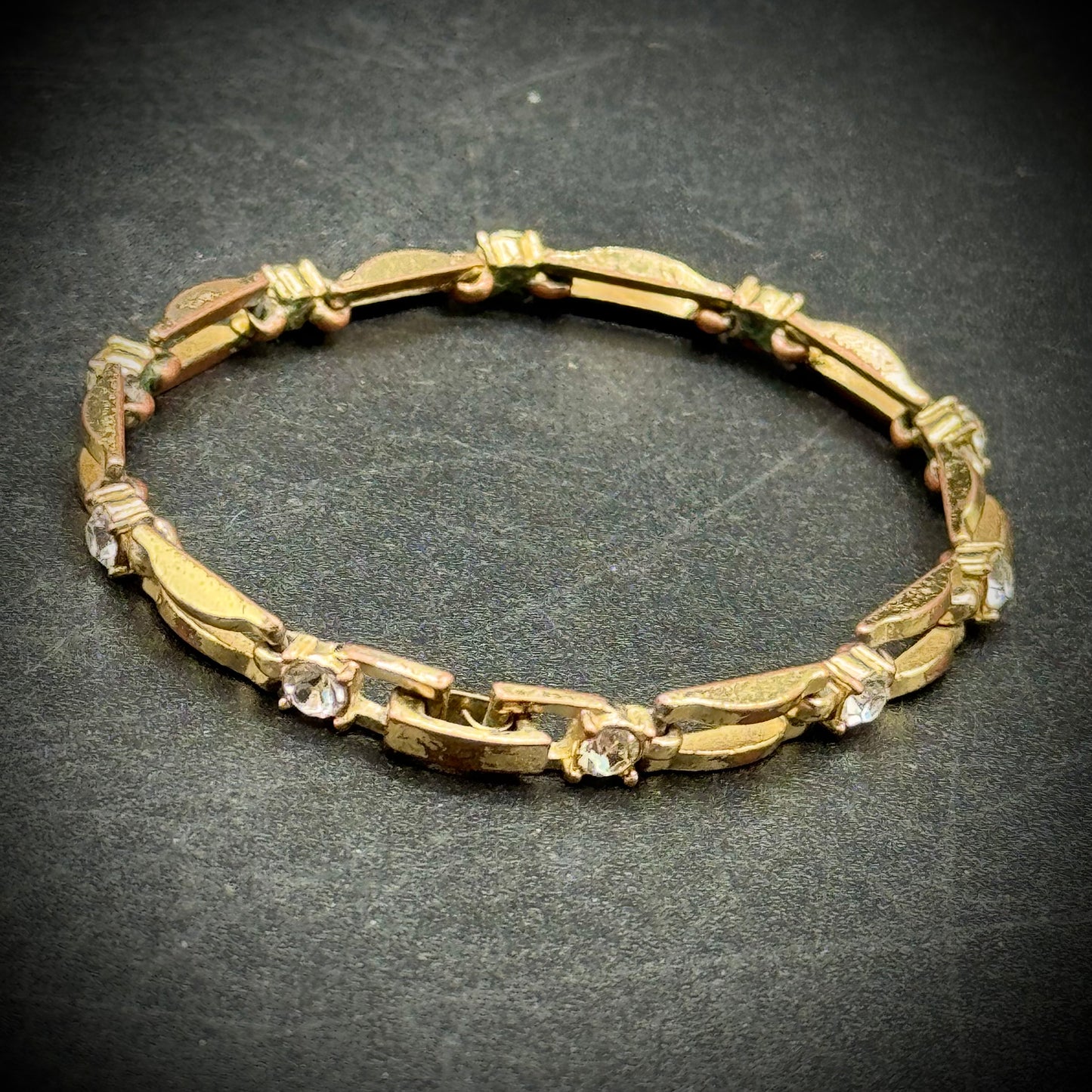 Vintage Gold Tone & Rhinestone Bracelet