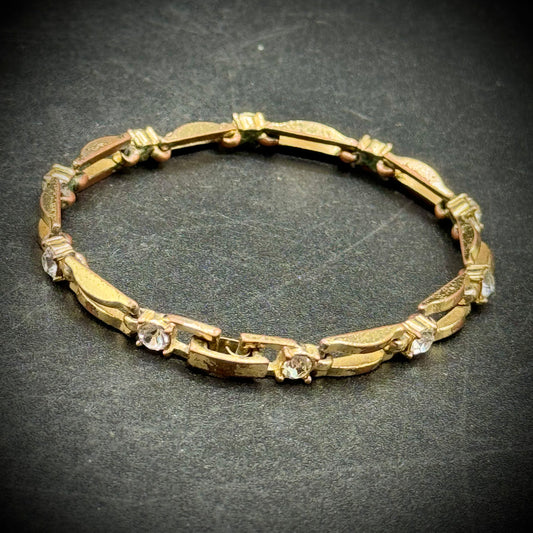 Vintage Gold Tone & Rhinestone Bracelet