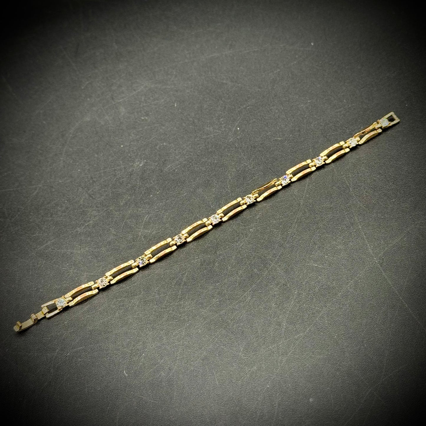 Vintage Gold Tone & Rhinestone Bracelet