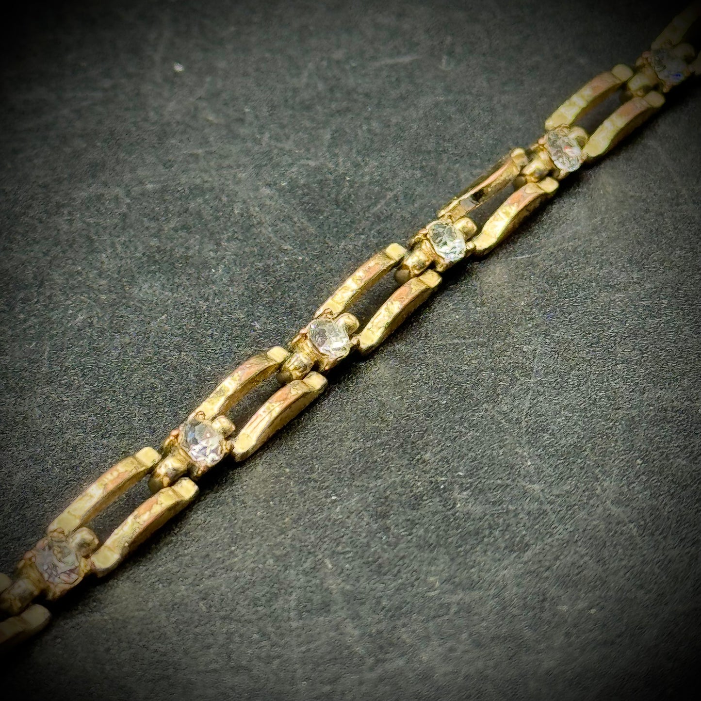 Vintage Gold Tone & Rhinestone Bracelet