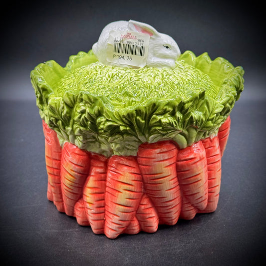 Large Ceramic Carrot & Bunny Rabbit Canister