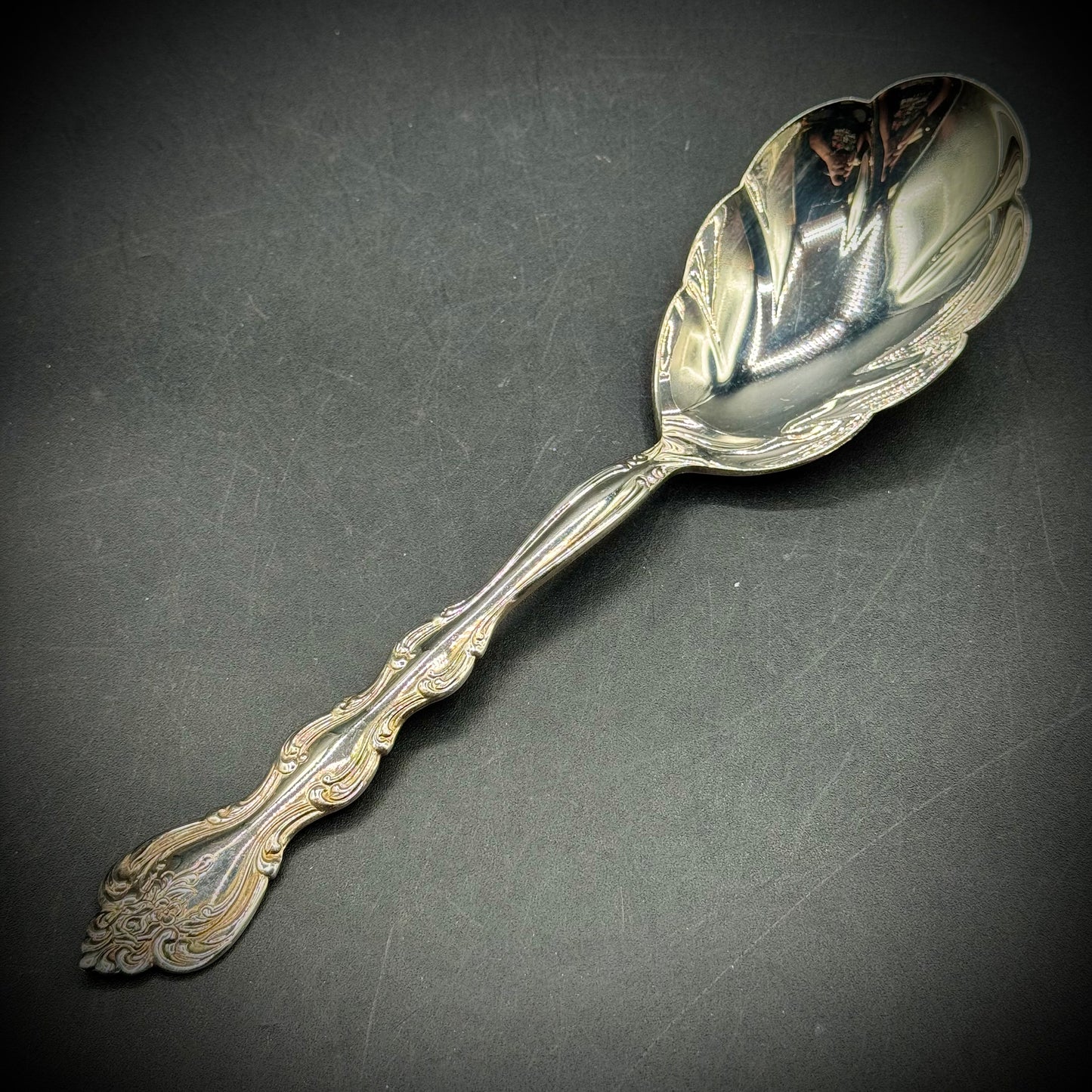 International Silverplate Scalloped Serving Spoon