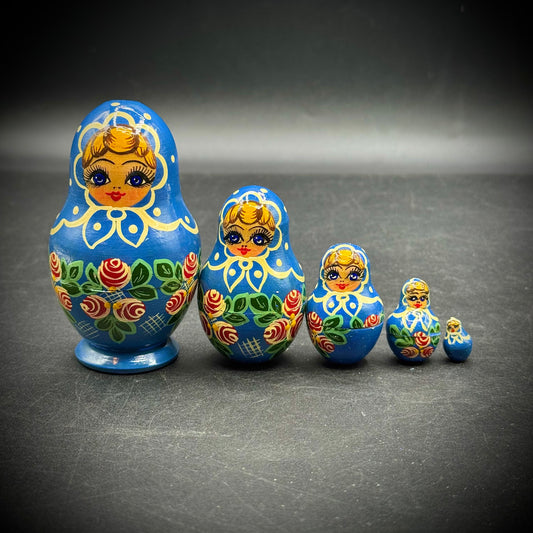 Artist Signed Beautifully Painted 5-Tier Nesting Doll