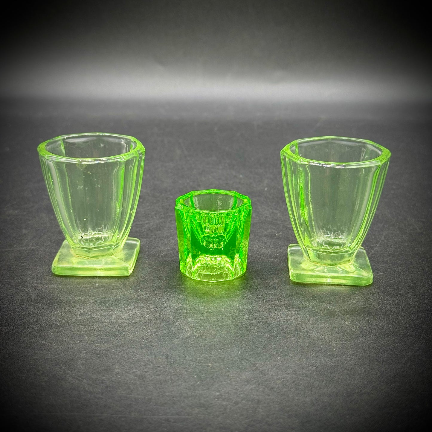 Set of Vintage Uranium Glowing Small Glasses