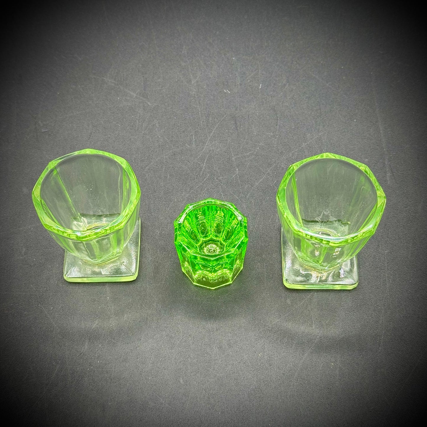 Set of Vintage Uranium Glowing Small Glasses