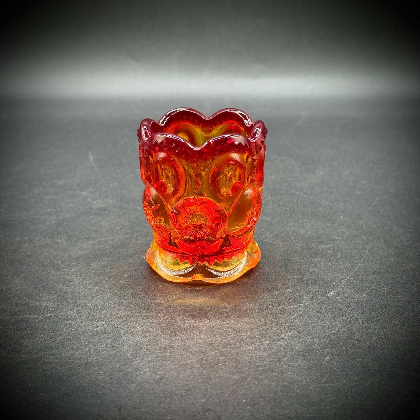 Vintage Amberina Glass Toothpick Holder