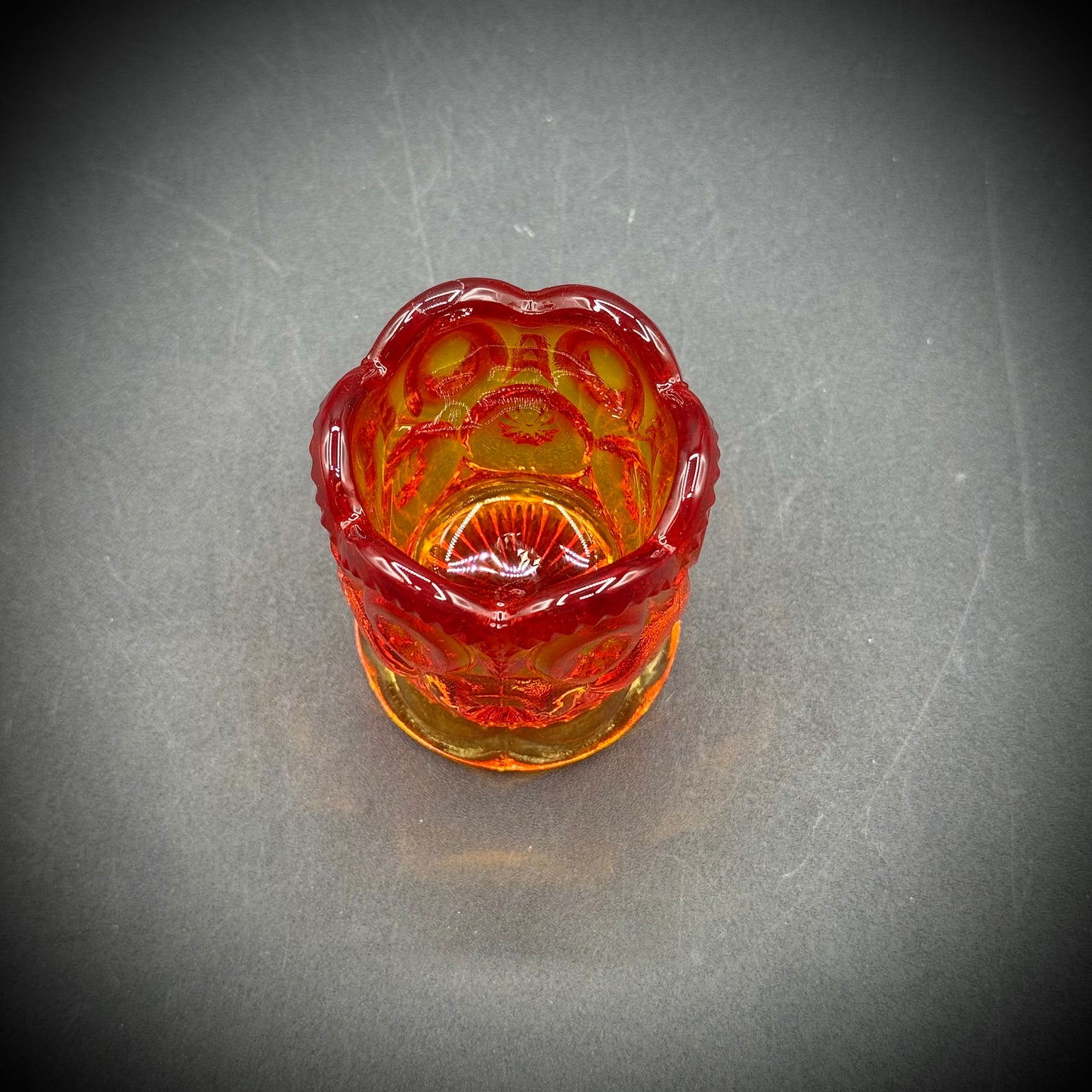 Vintage Amberina Glass Toothpick Holder