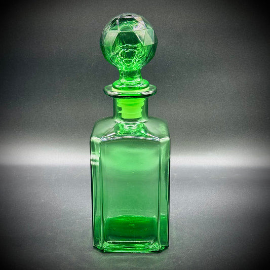 Vintage Empoli Italy Emerald Green Glass Decanter with Stopper