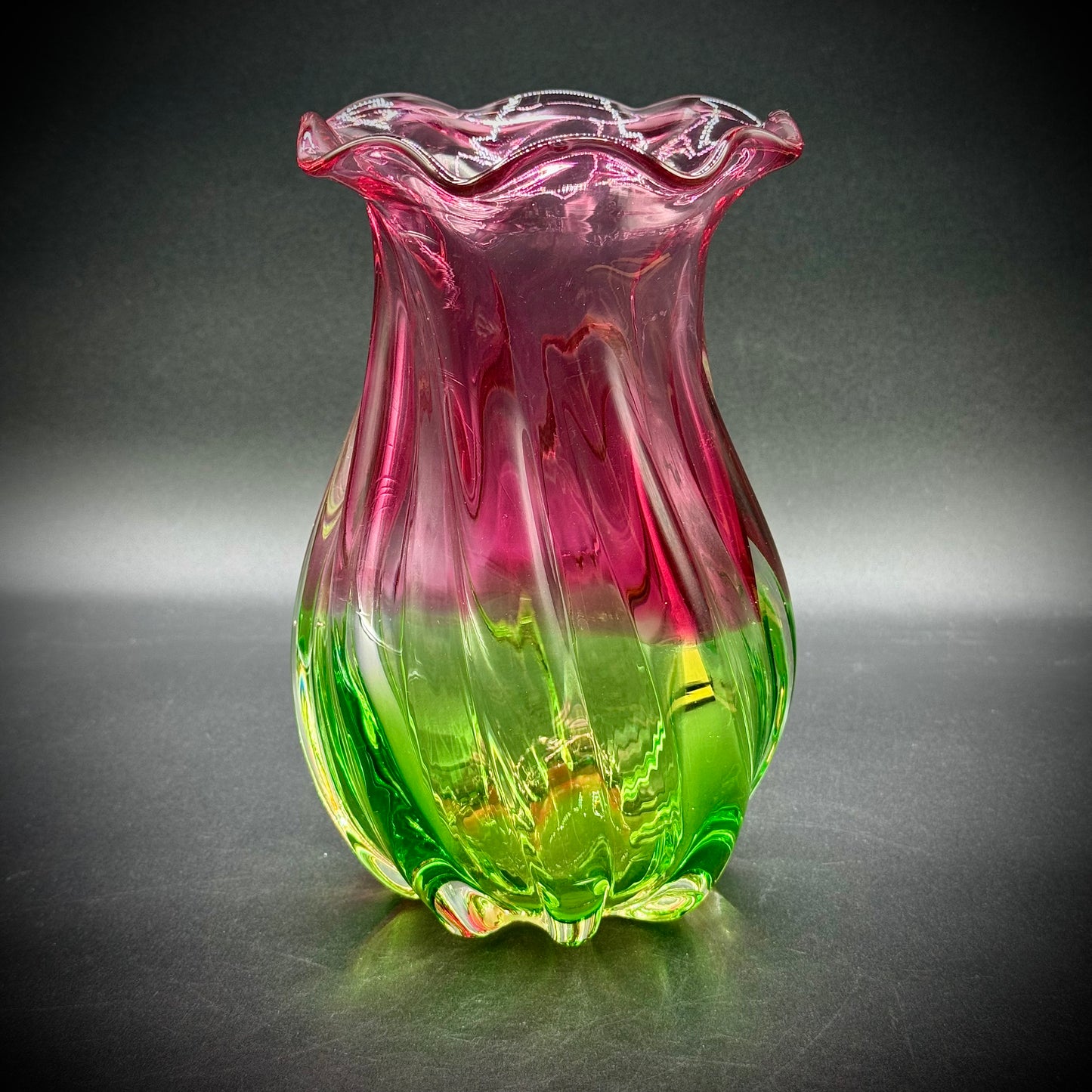 Two Color Glass Watermelon Vase