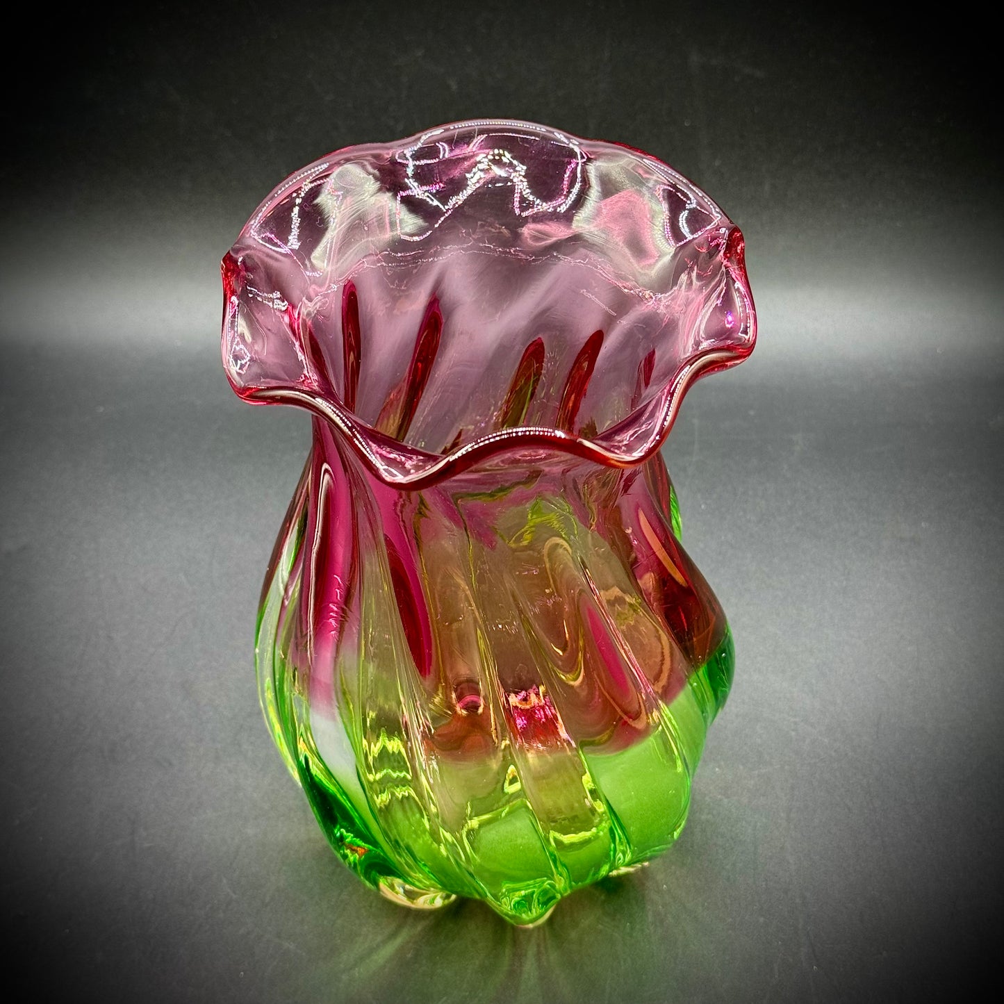 Two Color Glass Watermelon Vase