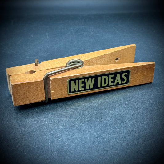 Vintage 1970s "New Ideas" Large Wood & Metal Clip