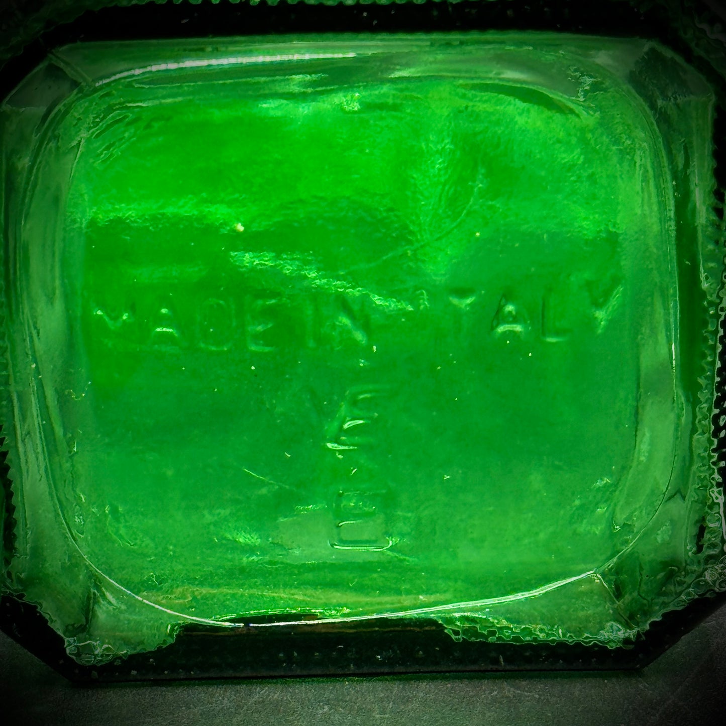 Vintage Empoli Italy Emerald Green Glass Decanter with Stopper