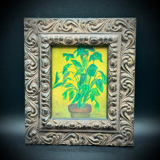 Vintage Oil on Board Painting in Ornate Wood Frame