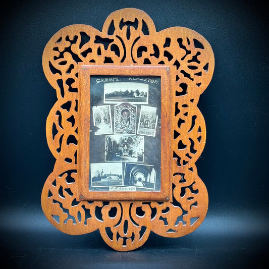 Antique Wood Frame with Antique Postcard