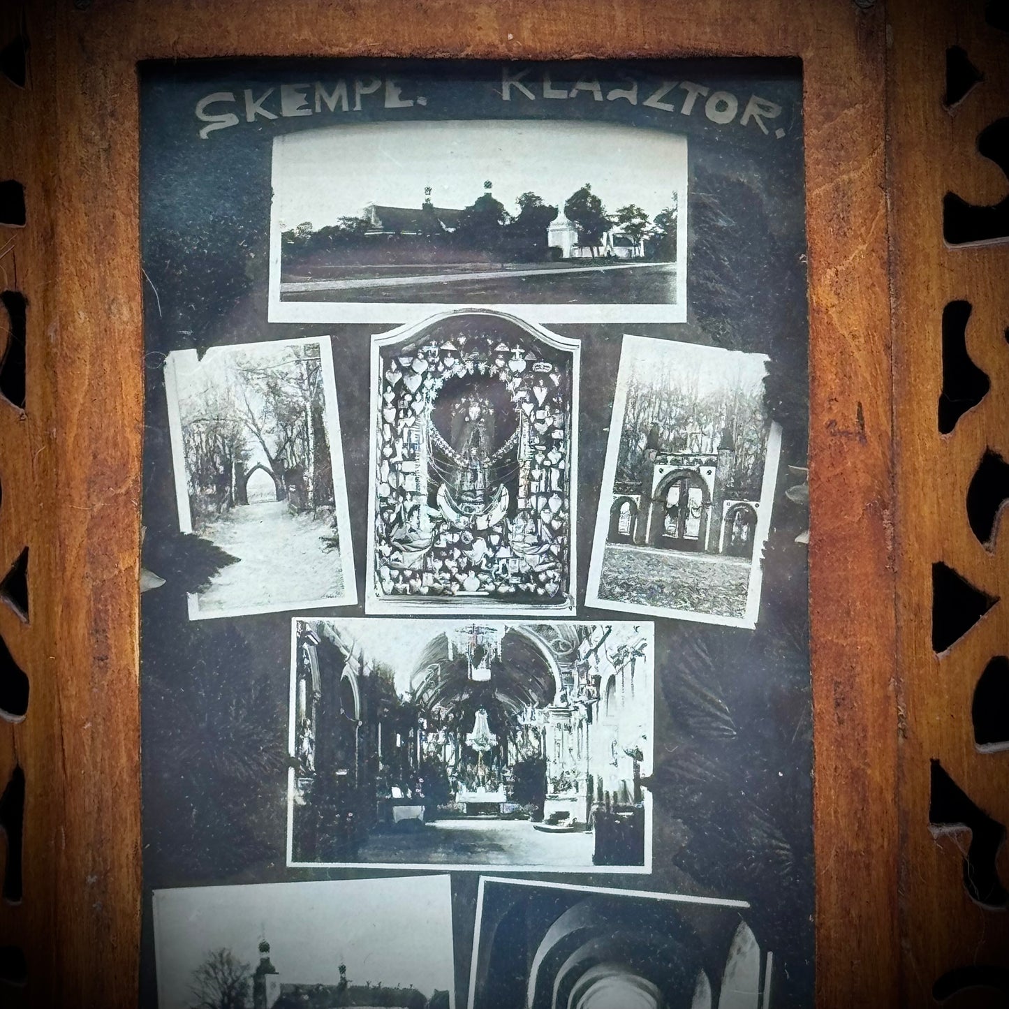 Antique Wood Frame with Antique Postcard