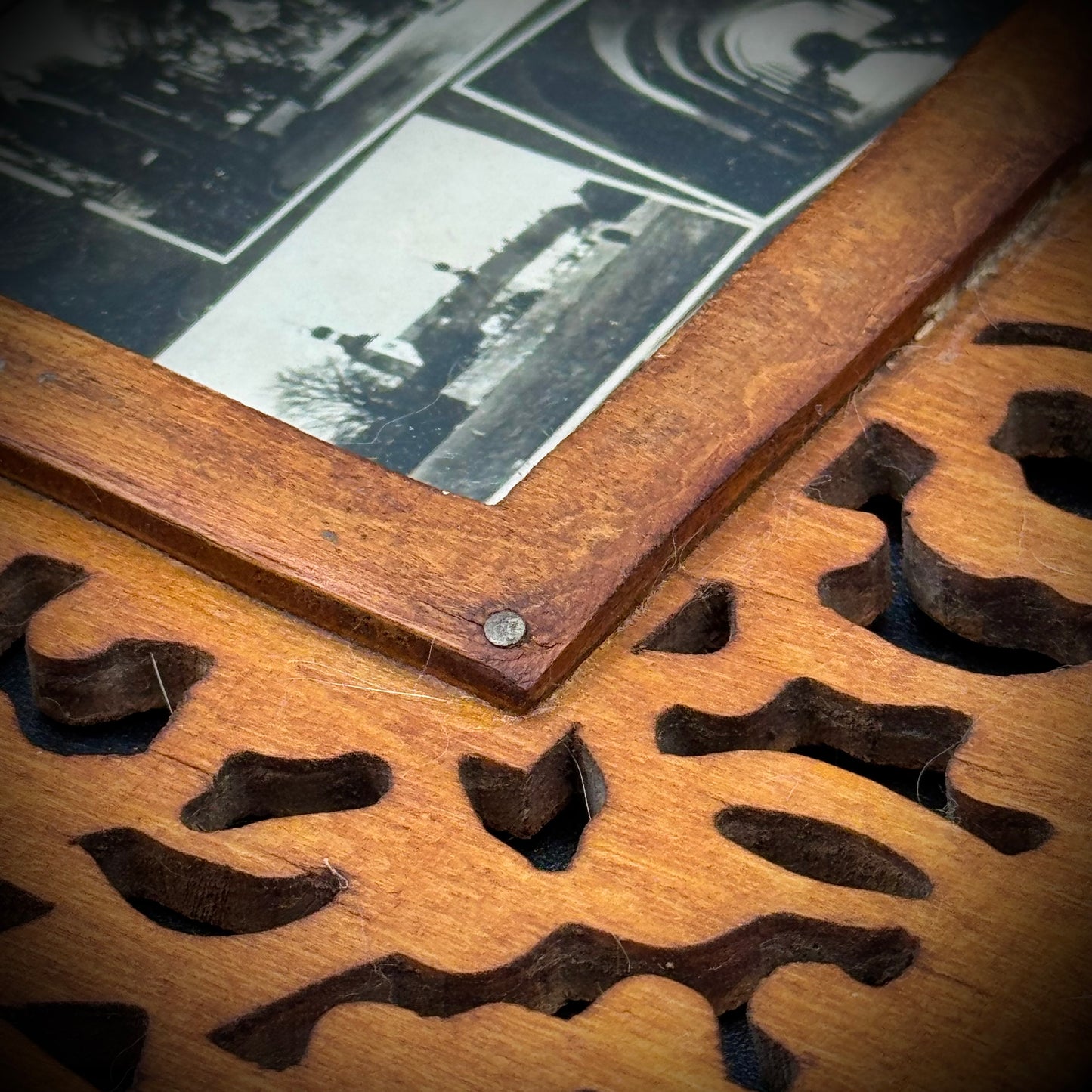 Antique Wood Frame with Antique Postcard