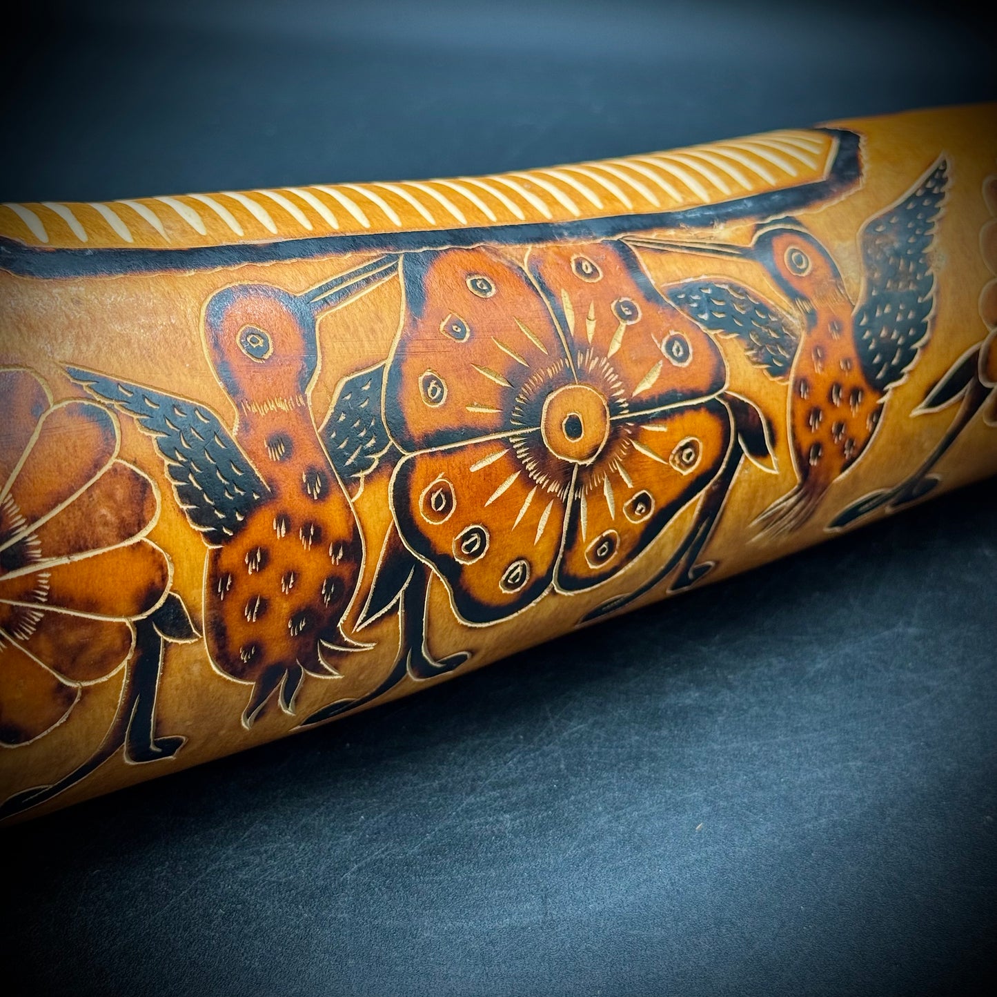 Peruvian Native Hand Carved Gourd Shaker & Scratch Instrument